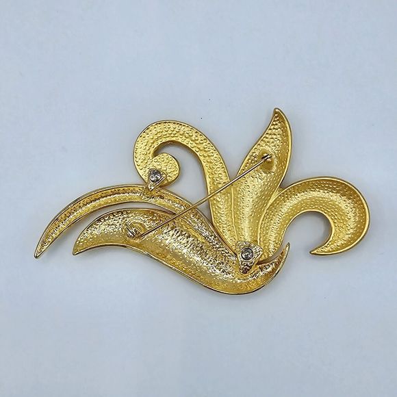 Casual Corner Floral Swirl Brooch Vintage Modernist Statement Gold Tone Pin - Picture 7 of 9